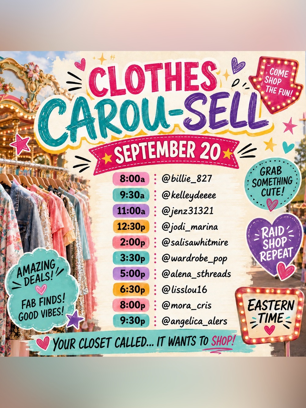 🎠 Clothes Carou-SELL 🎠 is LIVE now Monthly Train Show September 20